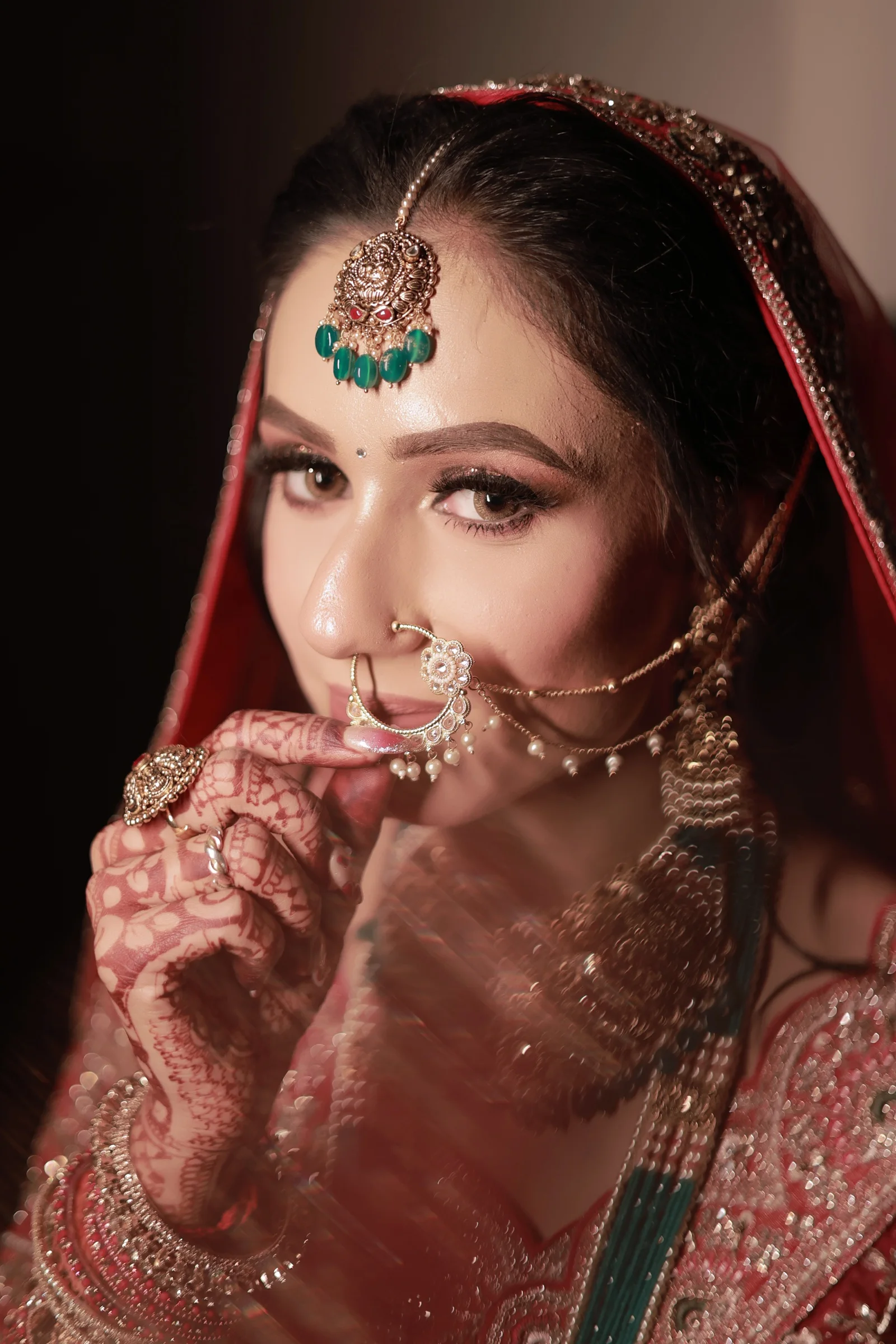 Close bridal portrait with traditional jewellery